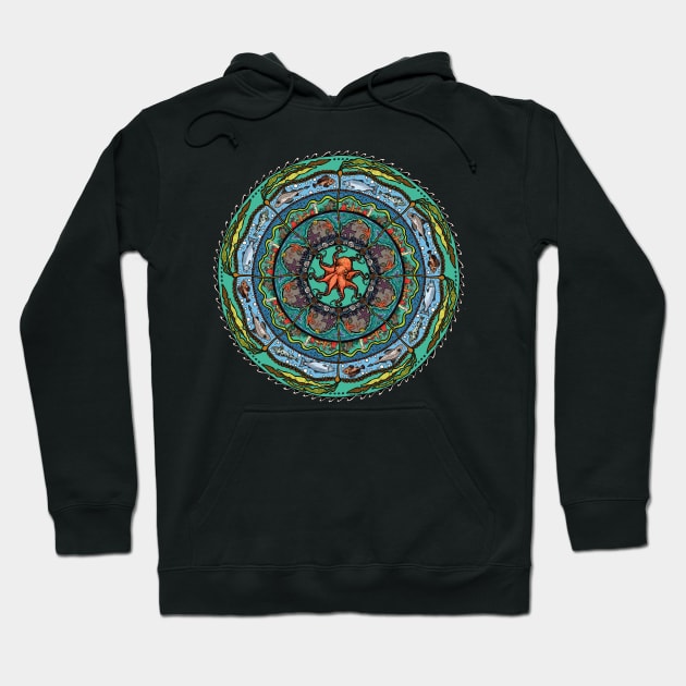 Sea Mandala -dark blue Hoodie by mernstw